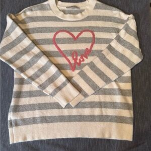 LOFT Striped Sweater with Heart Design